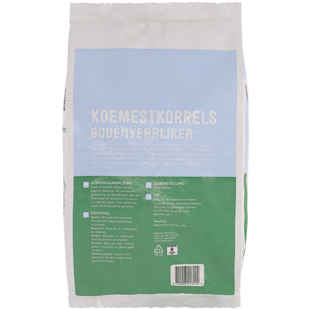 Welkoop Bodemverrijker - Koemestkorrels - 5 Kilogram
