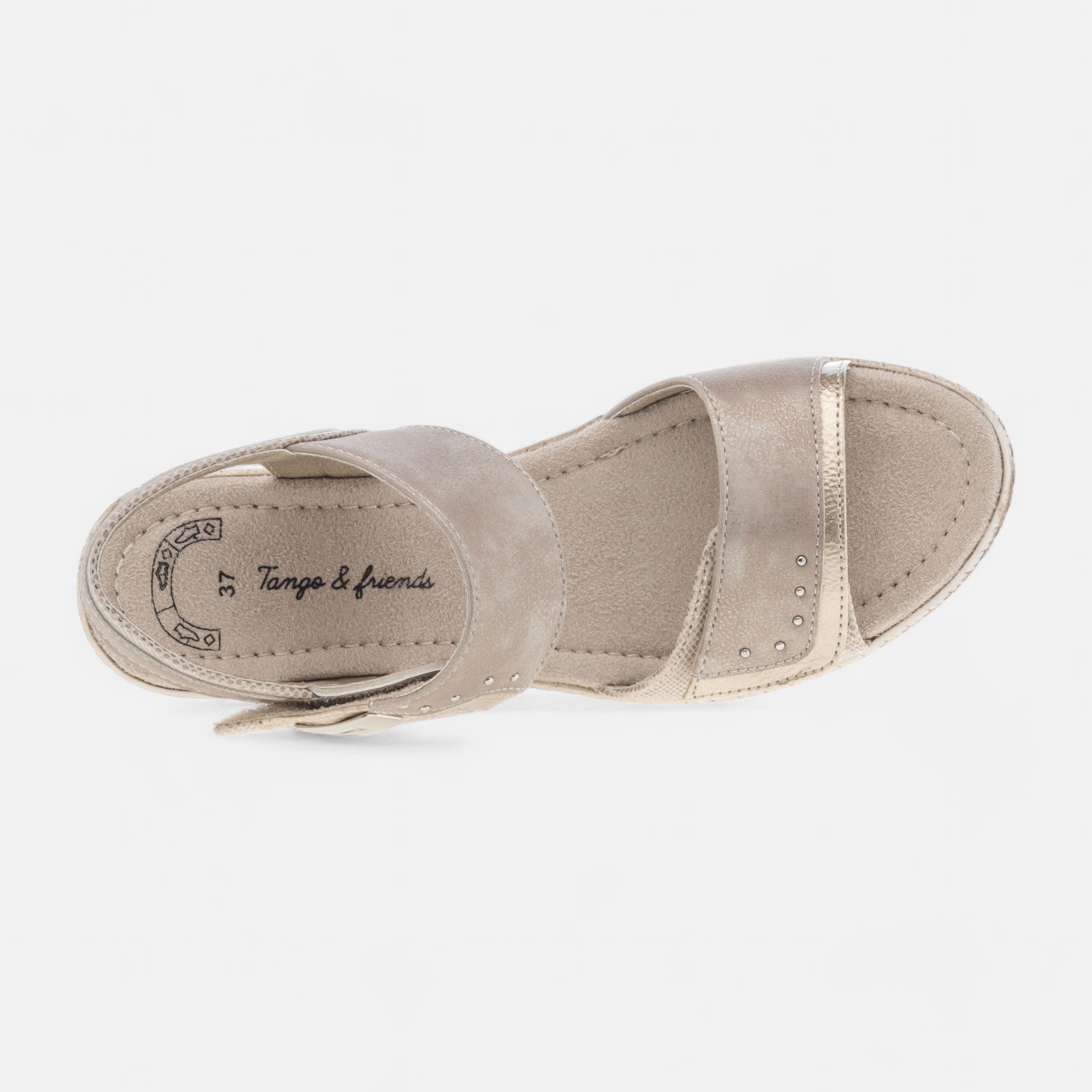 Sandales à talon compensé Femme or