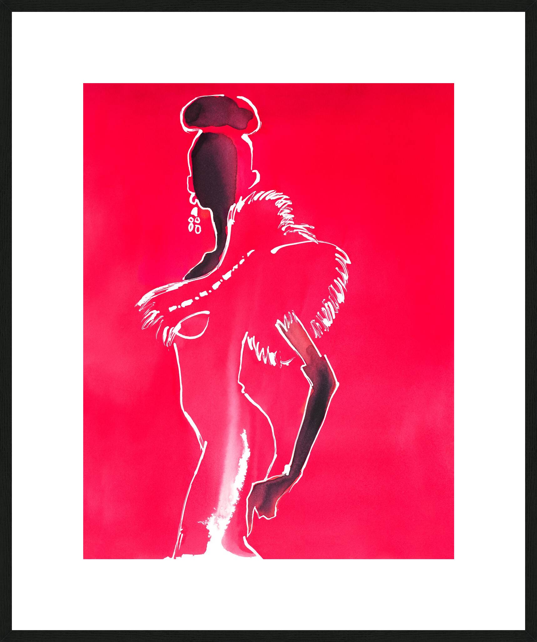 Couture Red Valentino dress with evening gloves by Eduard Erlikh - Limited Edition. Edition of: 150. Signed.