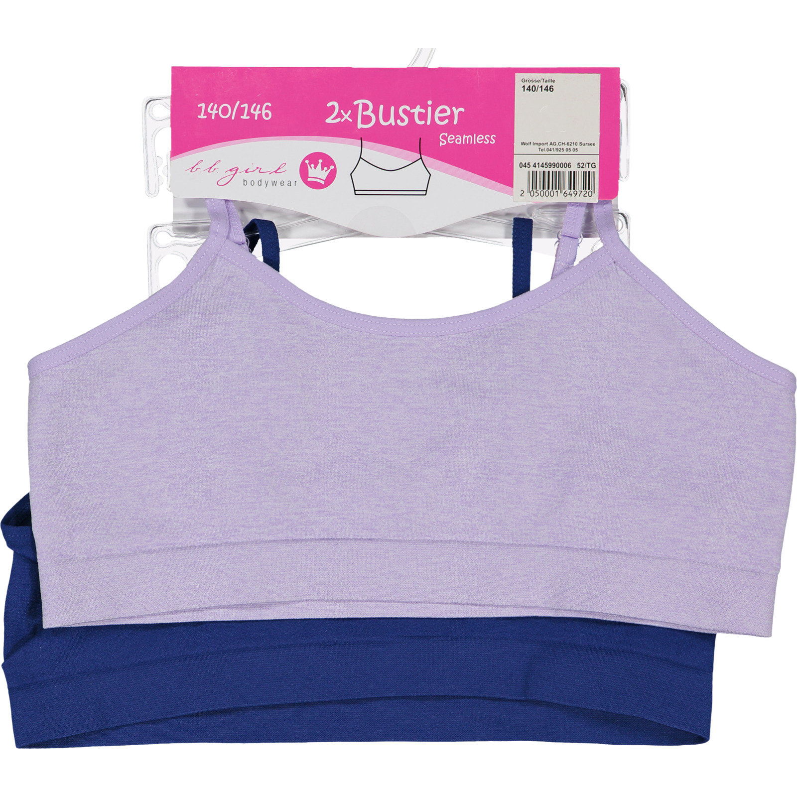 Mädchen-Bustier Seamless, 2 Stück lila