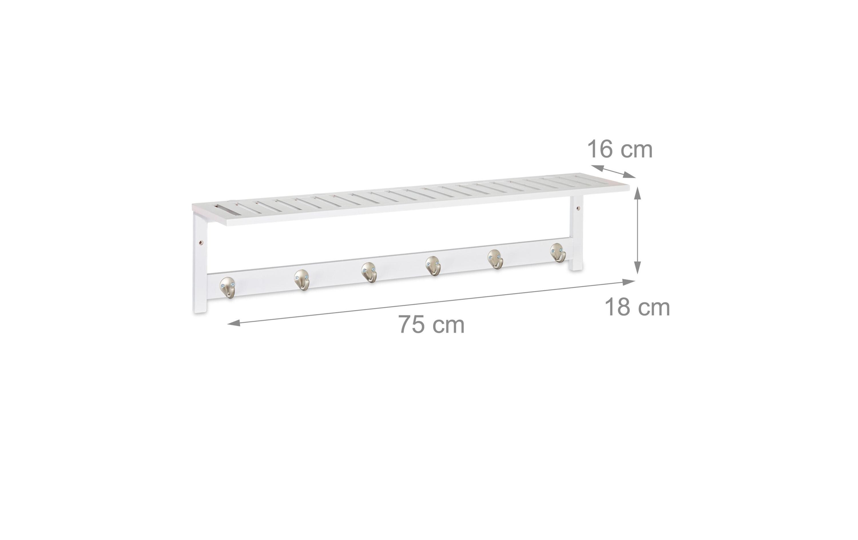Wandgarderobe mit Ablage 6 Haken, WeissWandgarderobe