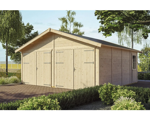 SKAN HOLZ Varberg 3 blokhut garage, 570 x 525 cm, natuurlijke afwerking