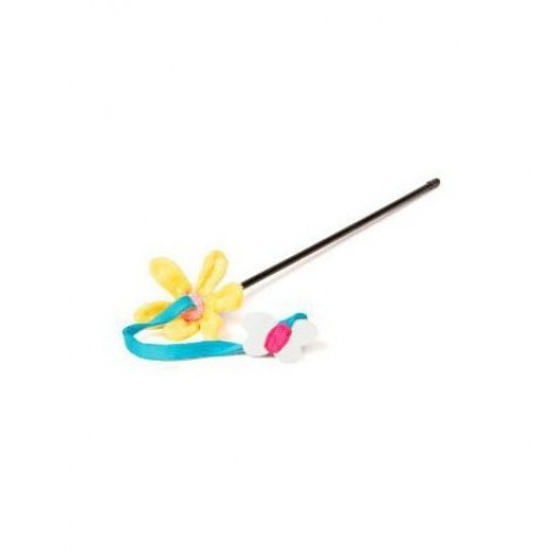 Brinquedo para gato com varinha, flor e borboleta, várias cores