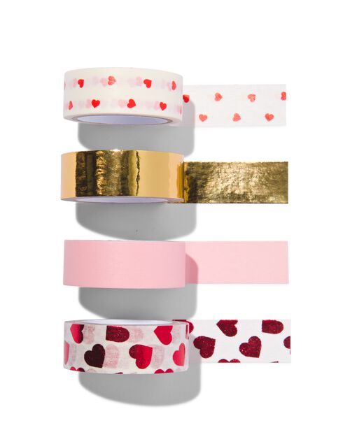 4 washi tapes 5mx1.5cm coeurs