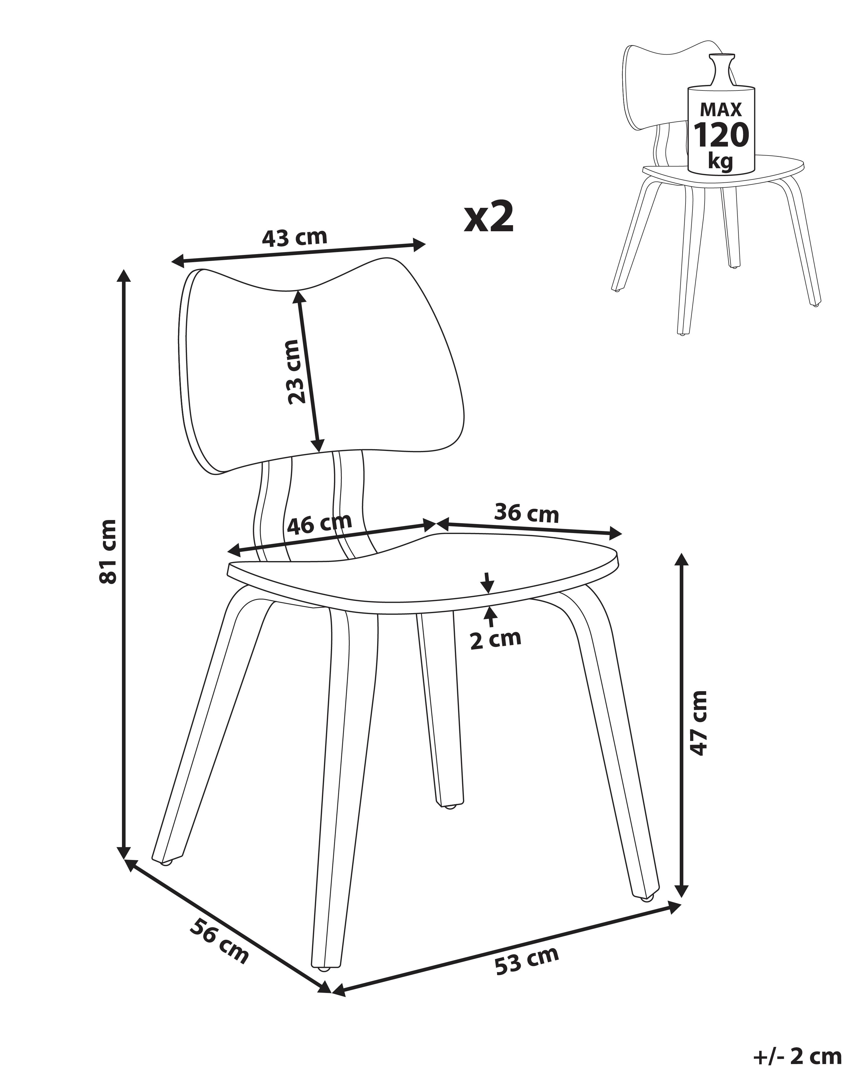 Set van 2 eetkamerstoelen DIANA Hout Donkerbruin
