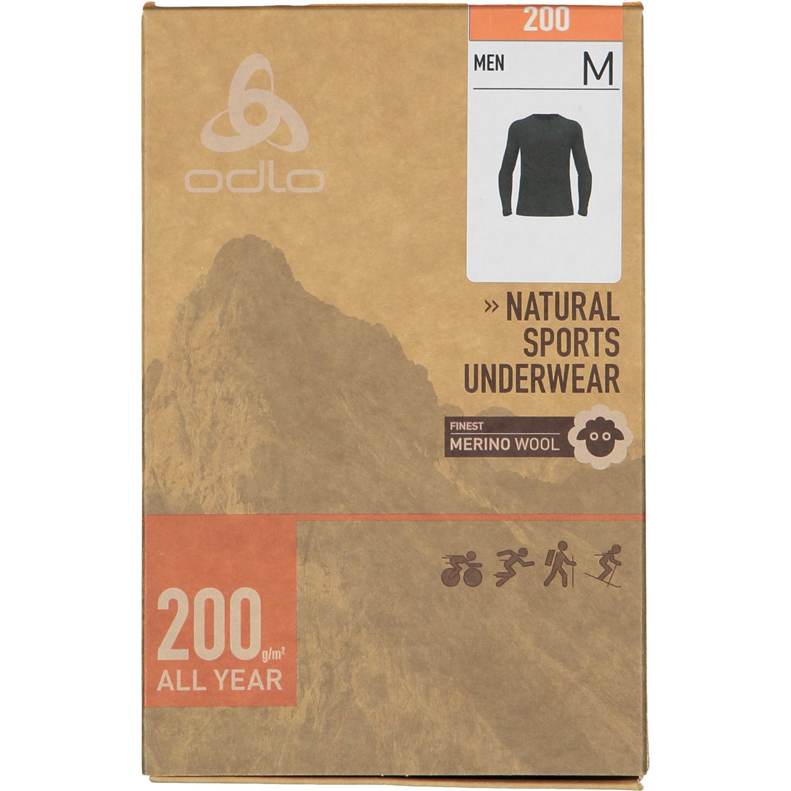 Odlo Herren-Langarmshirt Natural Merino 200 Base Layer XL