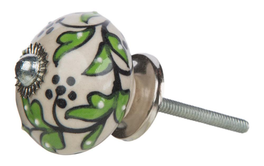 Möbelgriff handgemacht, Ø 4 cm, Weiss/SilberMöbelknauf mit Muster