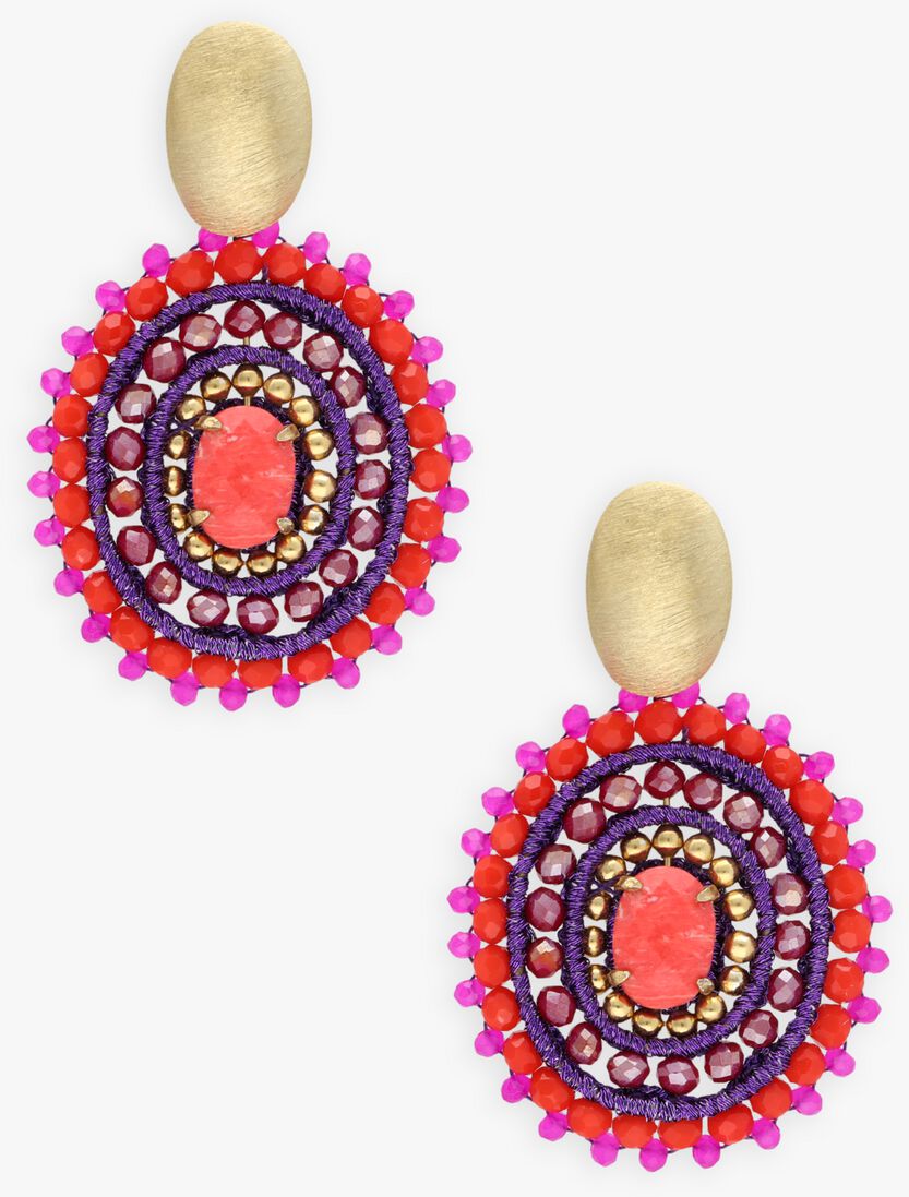 oranje lott. gioielli oorbellen filled oval 3 rings w/ stone m