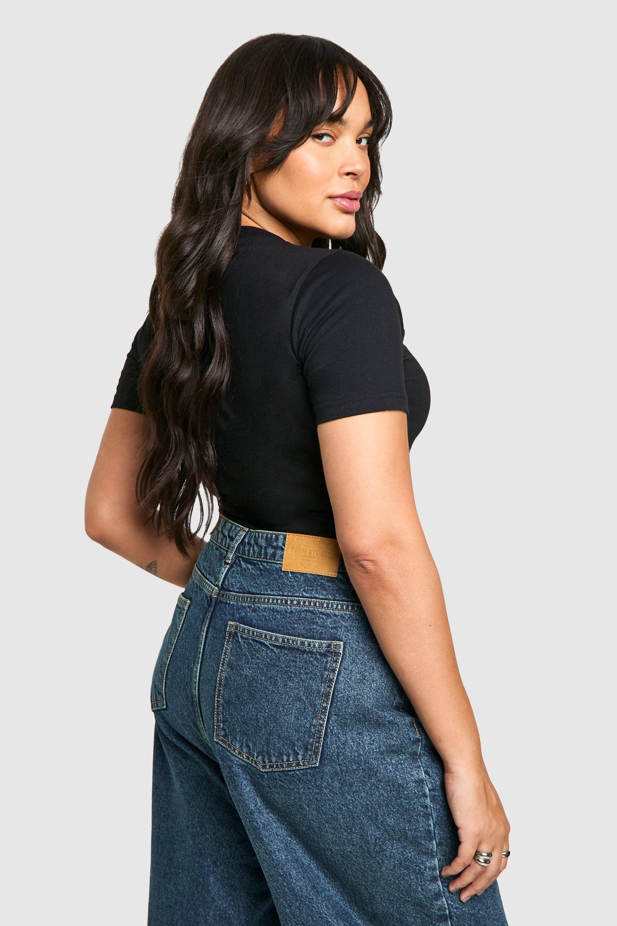 boohoo Boohoo Basics Plus T-shirt ajusté en coton à col rond