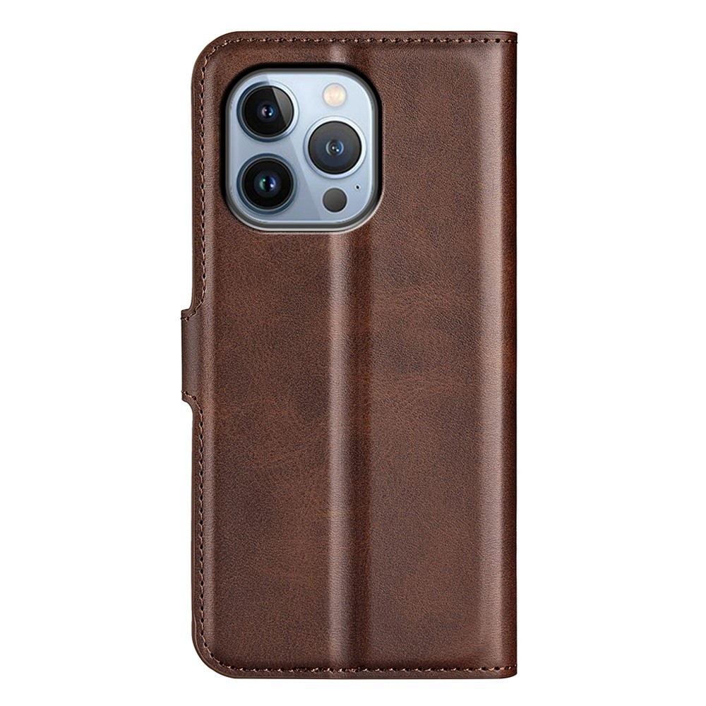 iPhone 14 Pro Max Vintage Leder Tasche Flip Cover Fashion Design - Braun