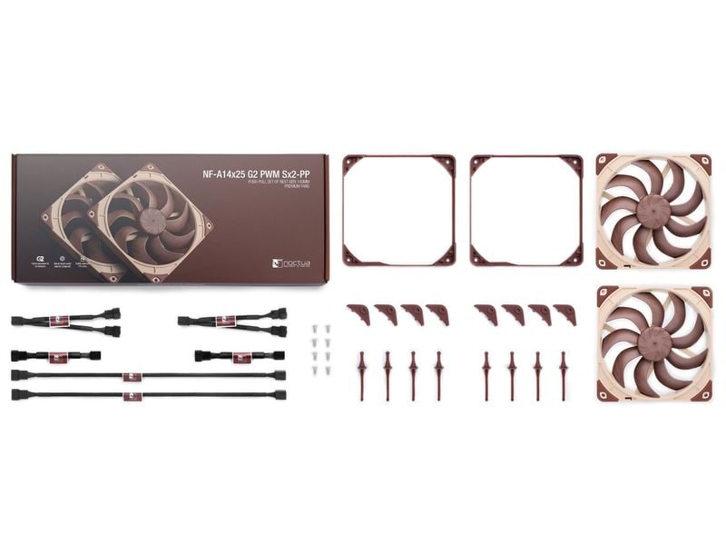 Noctua PC-Lüfter NF-A14x25 G2 PWM Set mit zwei 140 mm PWM Lüfter