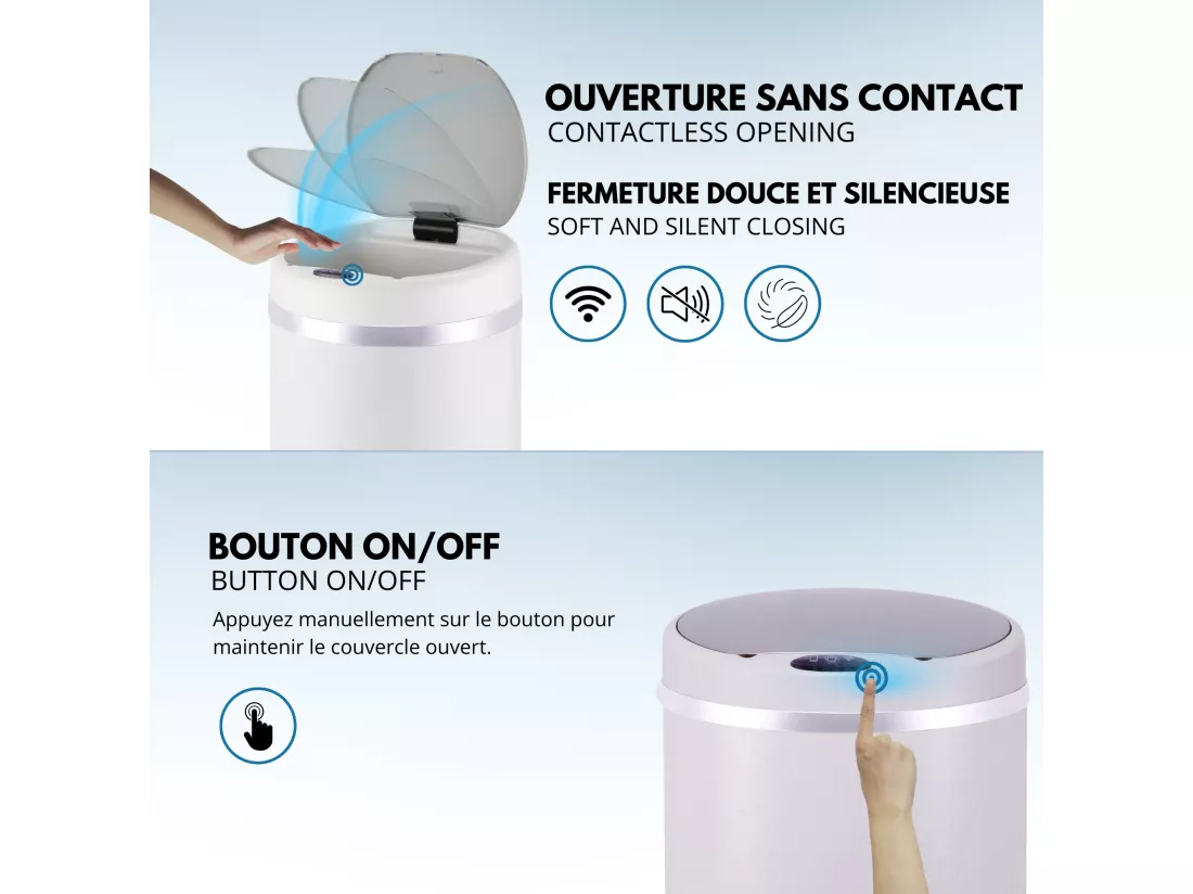 Poubelle de cuisine automatique SOHO Blanc Acier inoxydable 42 L