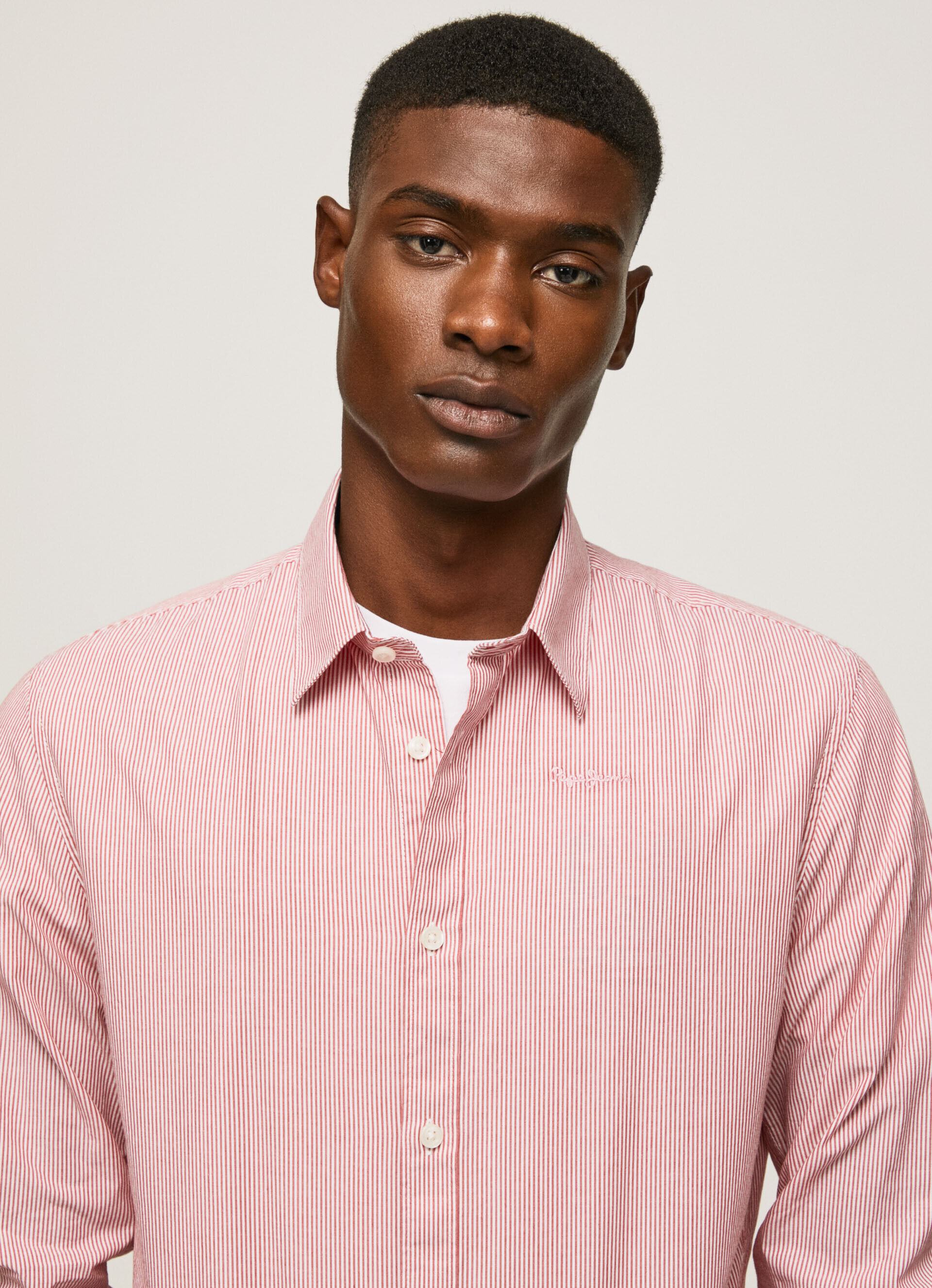 Camisa Percy Bengal listrada em popeline - vermelho estúdio