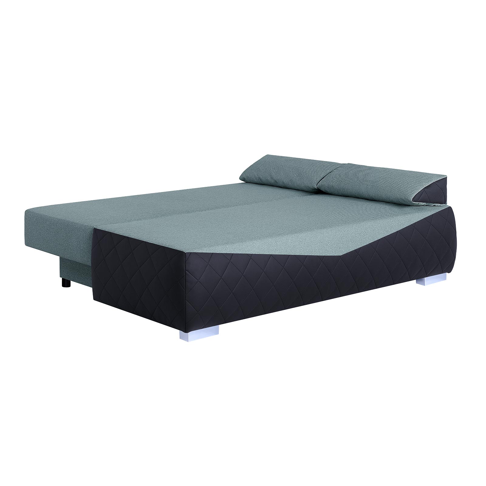 Boxspringsofa - schwarz-mint - Karosteppung - Dauerschläfer