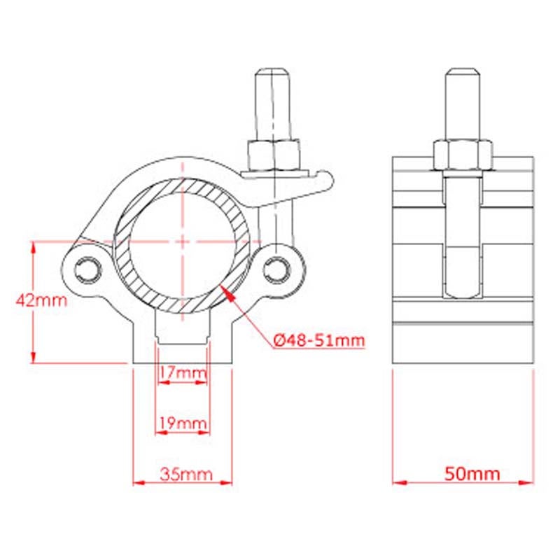 Doughty T58101 Lightweight Half Coupler zwart 500 kg