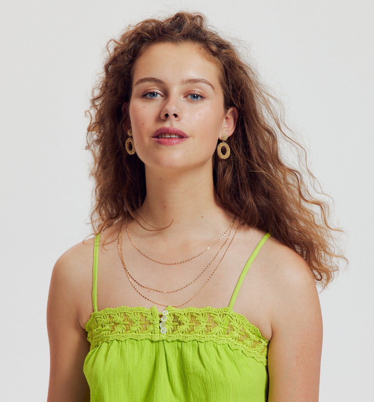 Top brodé détail crochet - Vert