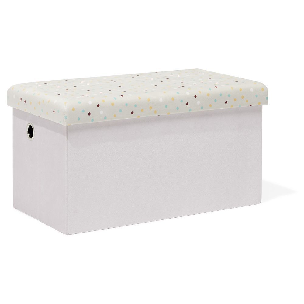 Banc coffre Clara violet pâle et pois - L60xP32xH32 cm