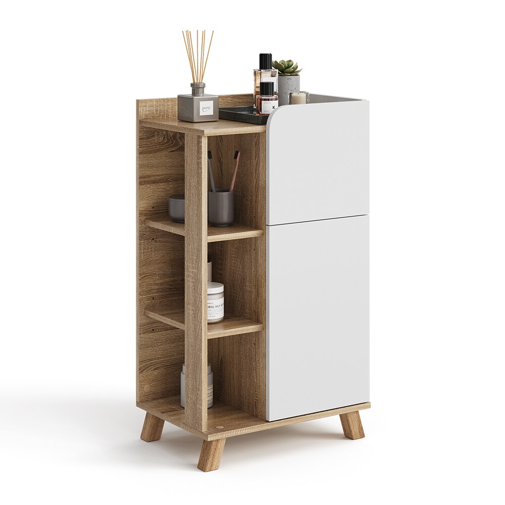 Vicco Unterschrank Karen 50 x 90 cm, Sonoma Weiß, schmaler Badschrank, Badezimmer, modern