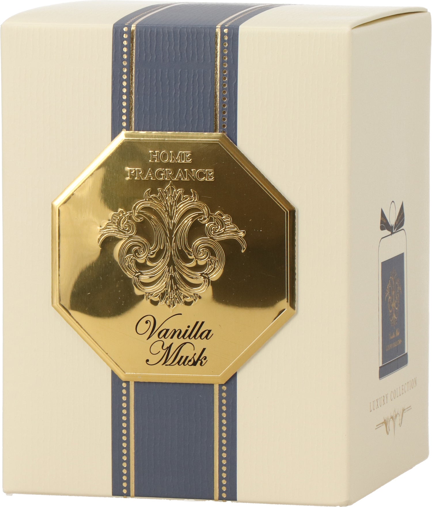 Intratuin geurkaars Luxe Vanilla Musk blauw 30 uur D 9,5 H 13 cm