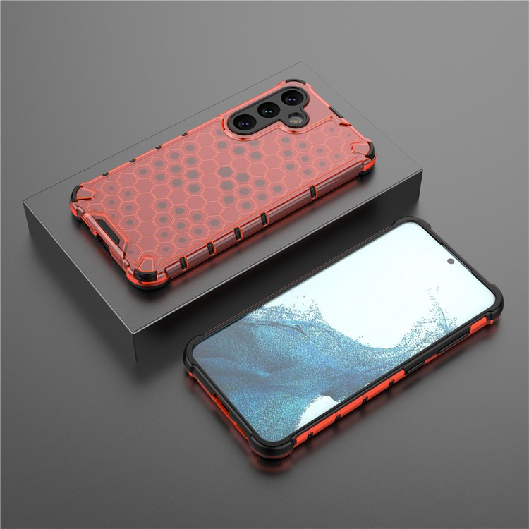 Samsung Galaxy A56 Hybrid Hülle Air Cushion Fallschutz   Bumper im Waben Design - Rot / Schwarz