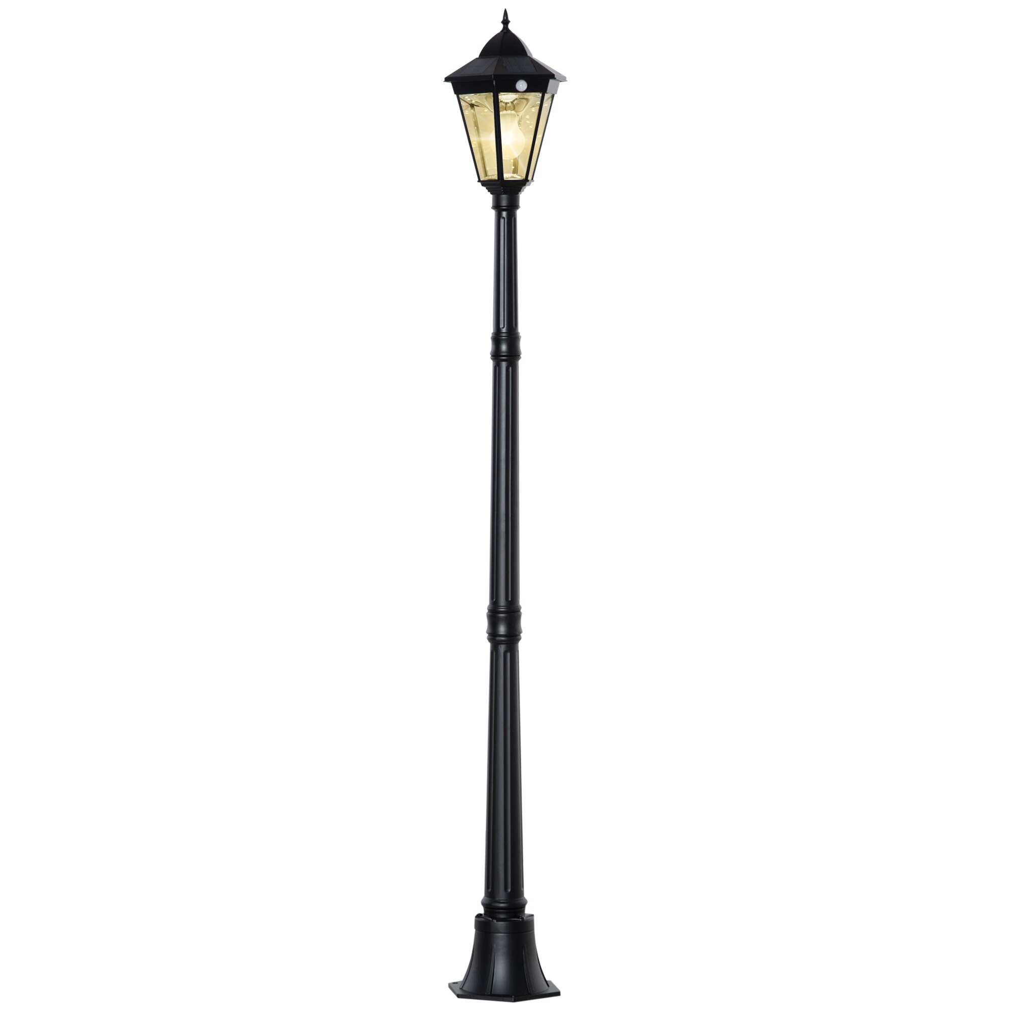 Outsunny Gartenlaterne mit einstellbarer Helligkeit schwarz 22L x 22B x 194H cm