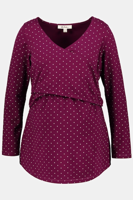 Bellieva-Wickelshirt, Punkte, V-Ausschnitt, Langarm, GOTS