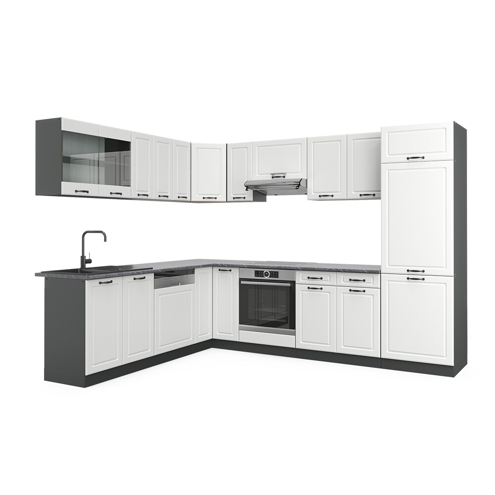 Vicco Küchenzeile Küchenblock Einbauküche R-Line Ecke 287x227 cm Landhaus Anthrazit