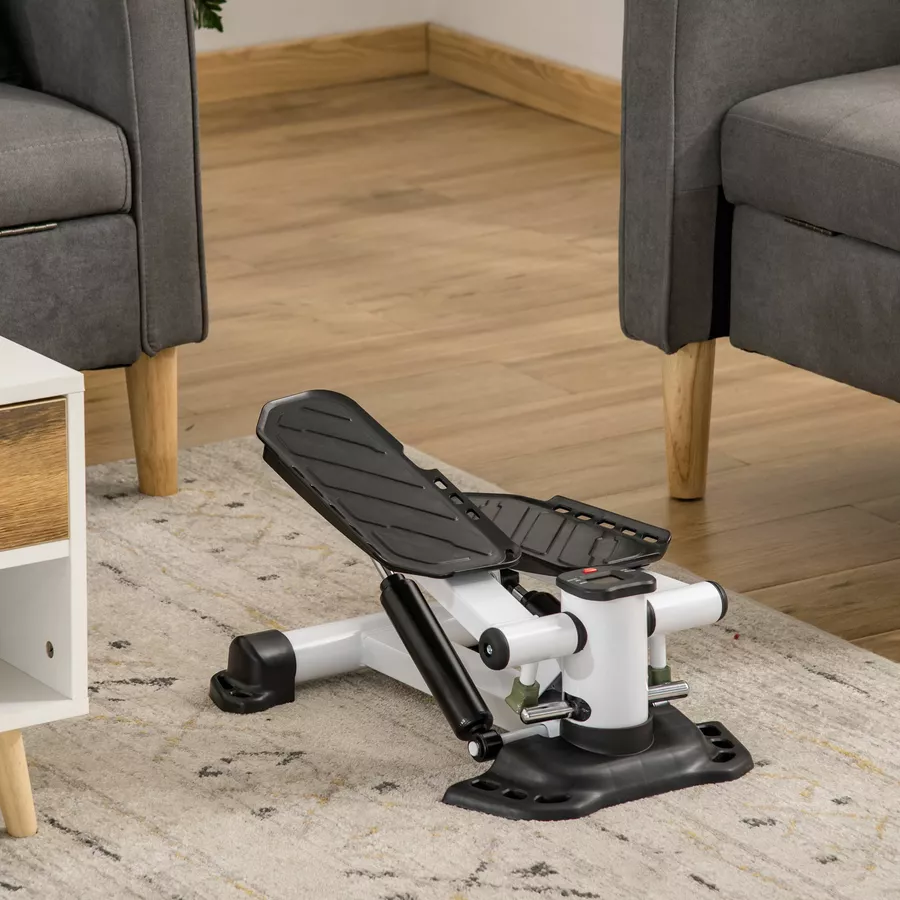 HOMCOM Mini Stepper mit LCD-Bildschirm und Pedalen schwarz, weiß