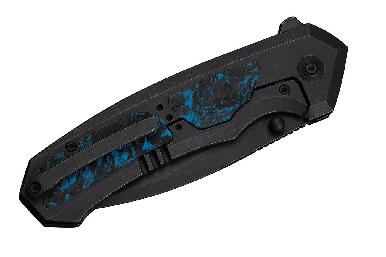 WE Knife Corwyn WE24088-1 Blackwashed Böhler M390, Black Titanium Black Blue Carbonfiber, zakmes