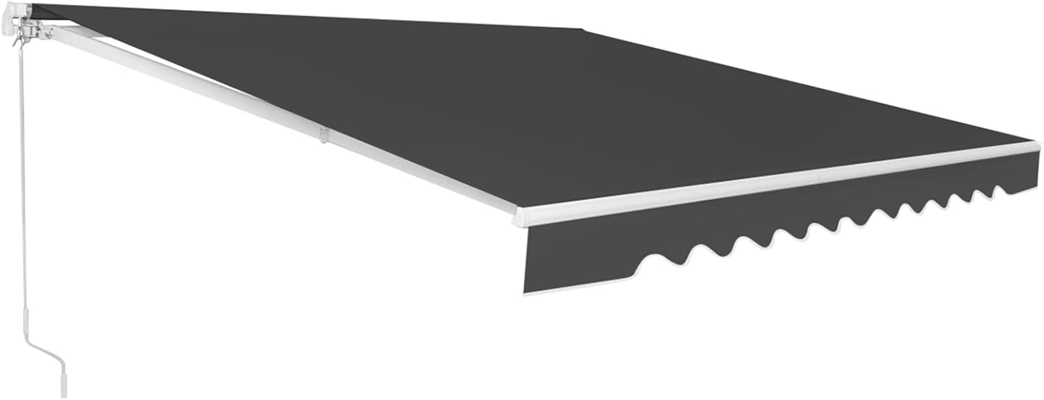 COSTWAY Markise mit Kurbel, Gelenkarmmarkise Sonnenschutz, Balkonmarkise Sonnenmarkise 5-35° Winkel einstellbar, Terrassenmarkise, Klemmmarkise für Balkon und Veranda (Grau, 360 x 300 cm)