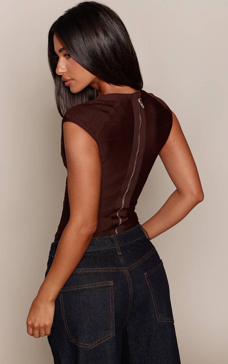 Chocolat Corset Bandage À Décolleté Plongeant Petite