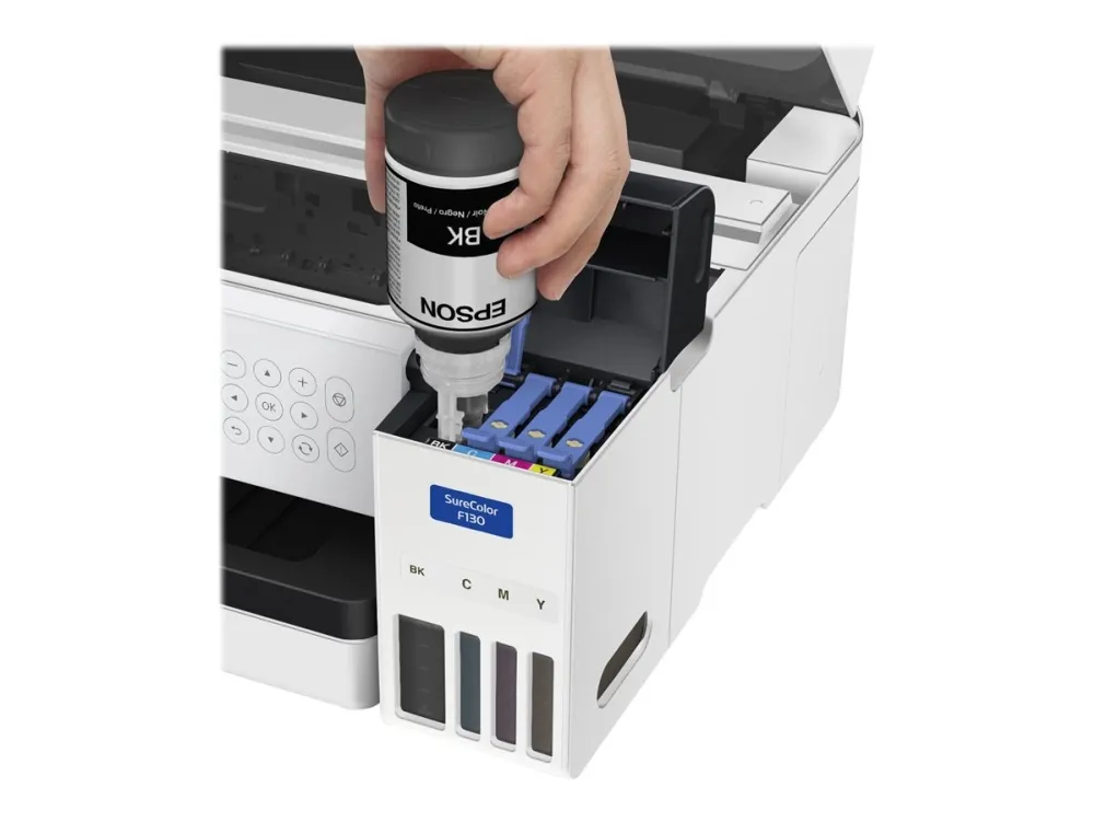 Epson SureColor SC-F100 - Printer - farve - farvesublimering - A4 - 600 x 1200 dpi - kapacitet: 150 ark - Wi-Fi, USB 2.0, LAN