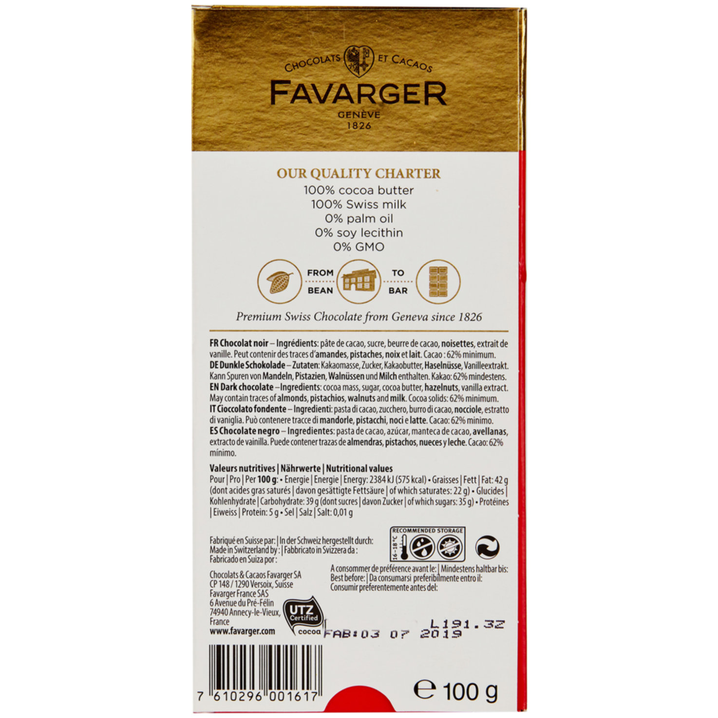 Favarger Noir Schweizer Kreuz
