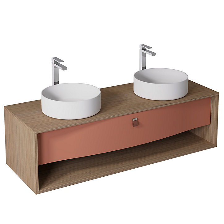 Meuble sous vasque à suspendre Havana terracotta mat 1 tiroir 140 cm