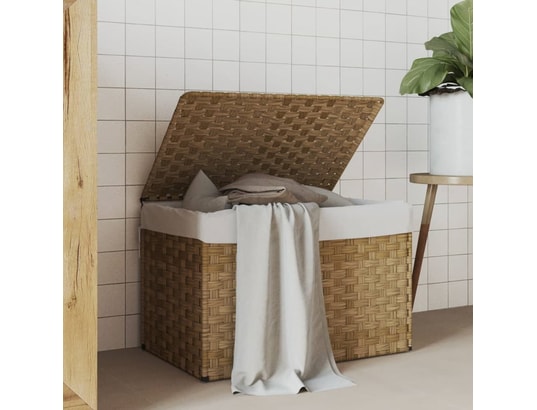 VIDAXL - Panier à linge avec couvercle 55,5x35x34 cm résine tressée