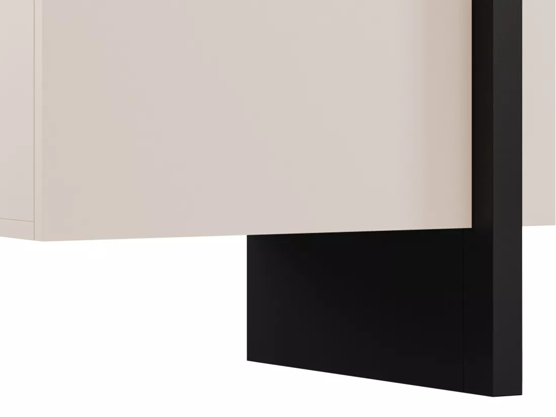 Meuble TV avec 4 portes en MDF - Beige et Noir - LUVONIA