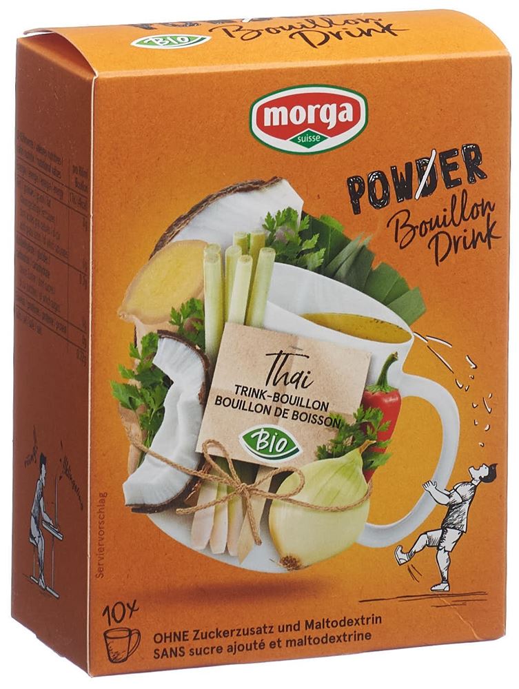 MORGA PowerPowder BouillonDrink<br>10 × 4 g, Beutel, Thai Bio