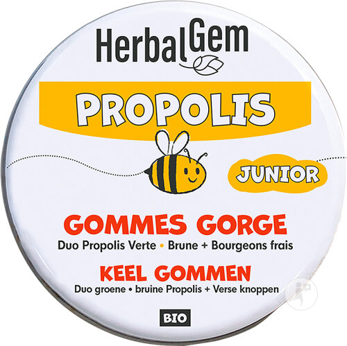 Herbalgem Propolis Junior Bio Gommes Gorge Arôme Cassis Boîte 45g
