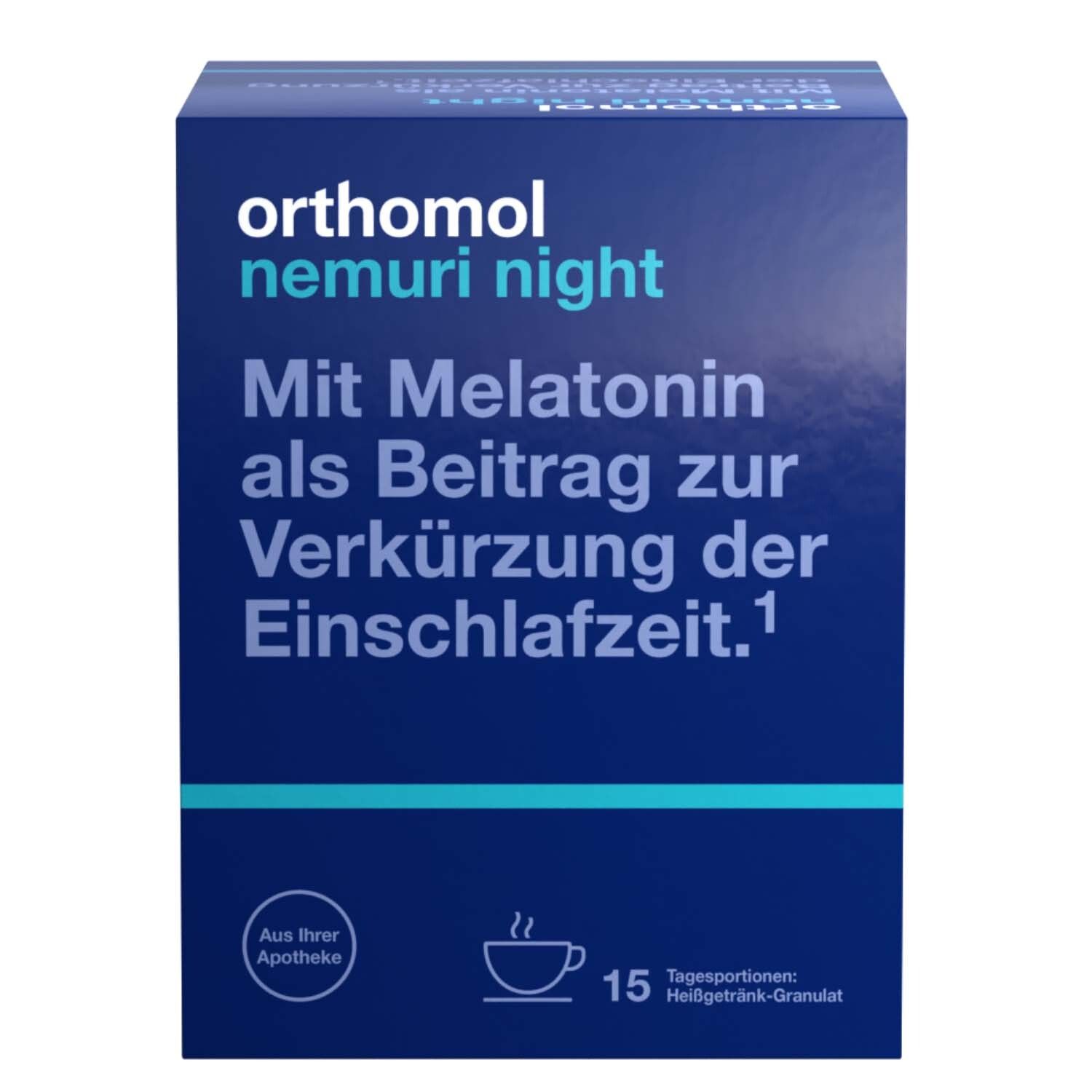 Orthomol Nemuri night - zur Verkürzung der Einschlafzeit - Heißgetränk mit Melatonin und Hopfen-Extrakt - Granulat