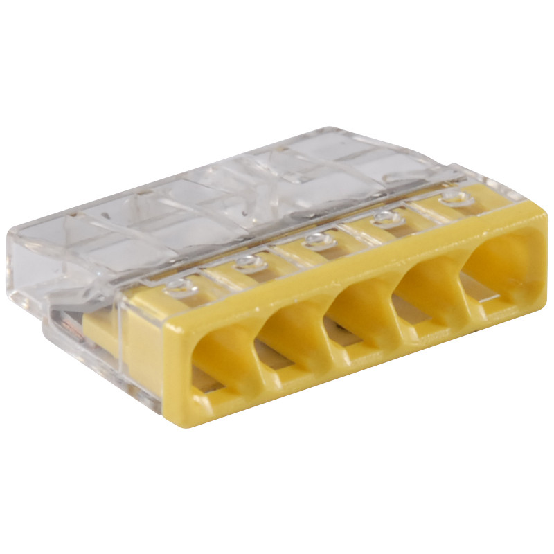 Wago lasklem 0,5 - 2,5mm² 5 polig geel
