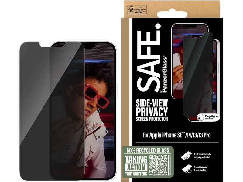 SAFE. Displayschutz Privacy Ultra Wide Fit iPhone 16e/13/13 Display-Schutzfolie für das Apple iPhone 16e/13/13Pro/14
