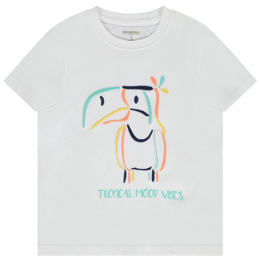 T-shirt manches courtes à broderies 3D pour garçon - Blanc