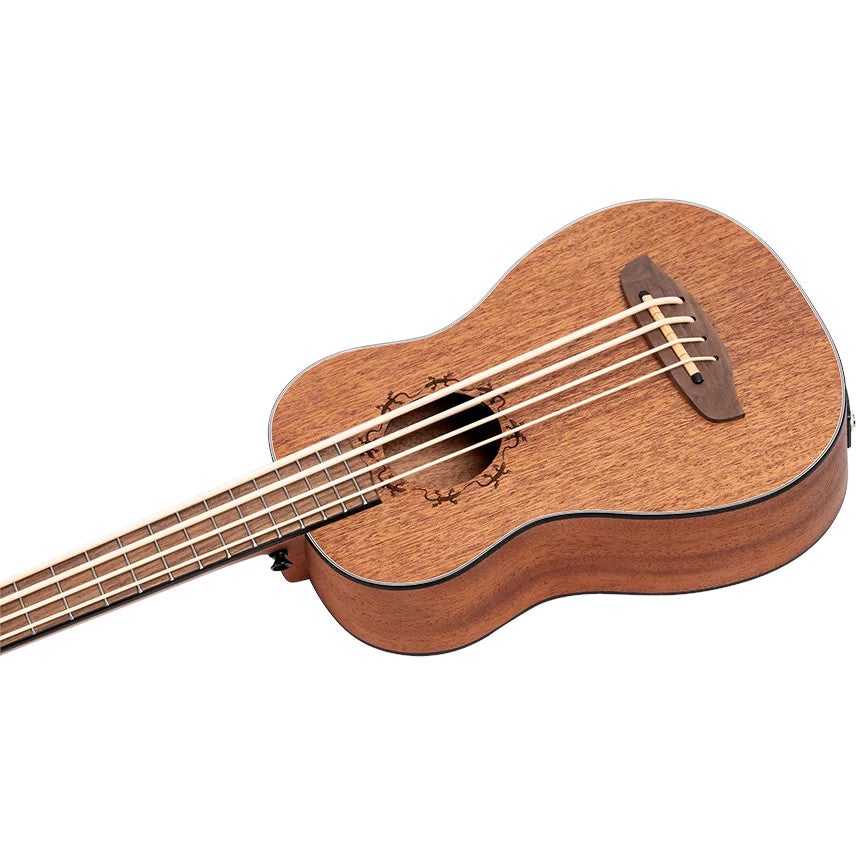 Ortega LIZZY-BS-GB-L Lizard Series Short Scale Left-handed Uke Bass linkshandige E/A bas ukelele met gigbag