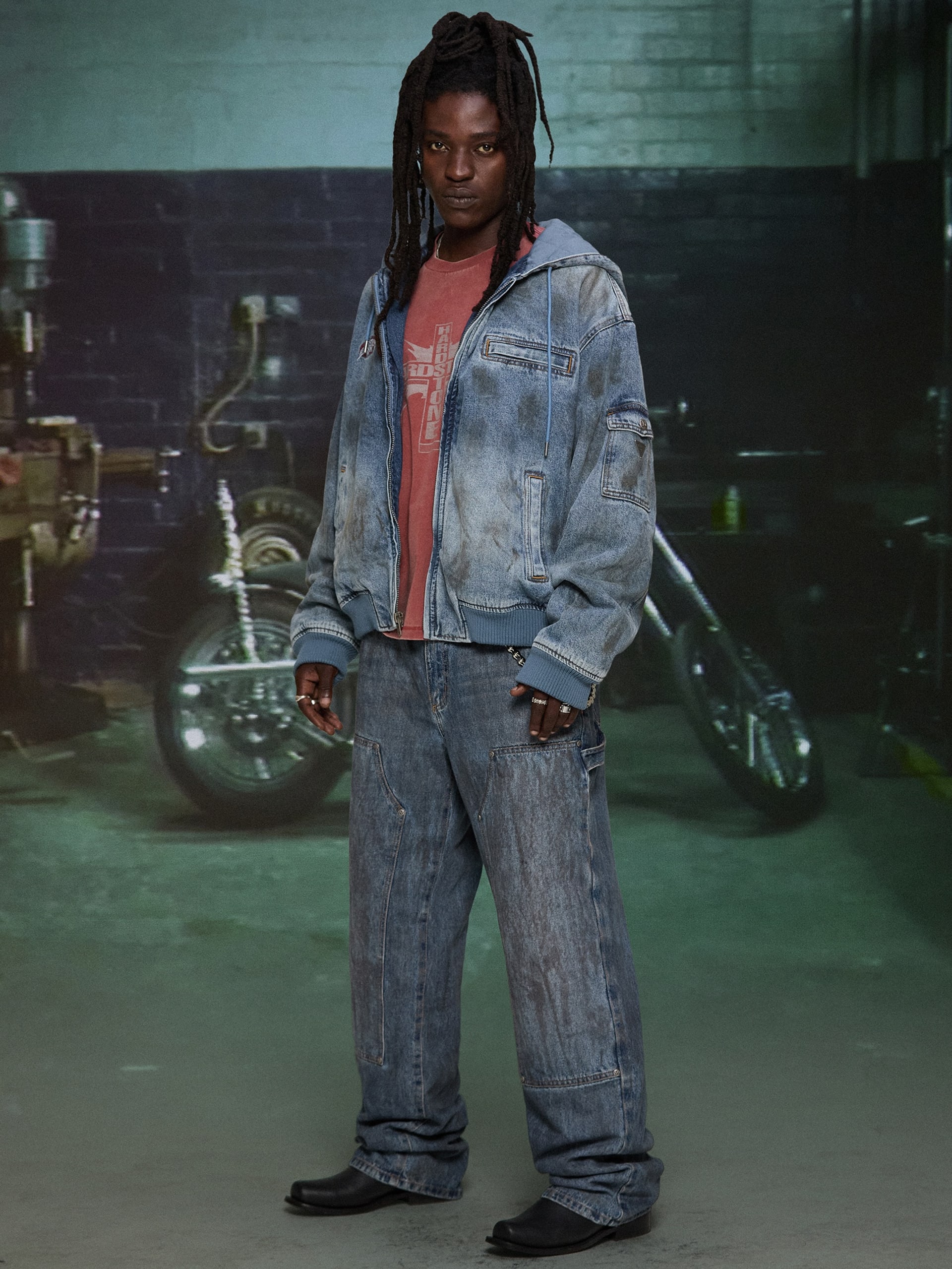 Jaqueta com capuz em jeans HARDSTONE