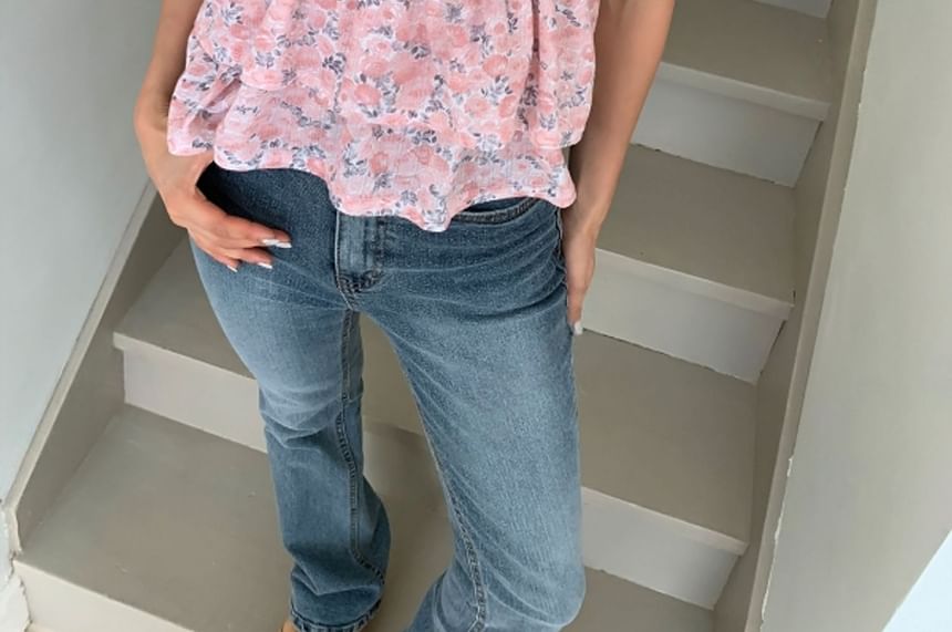 SeoulPop - Mouwloze top met bloemenprint