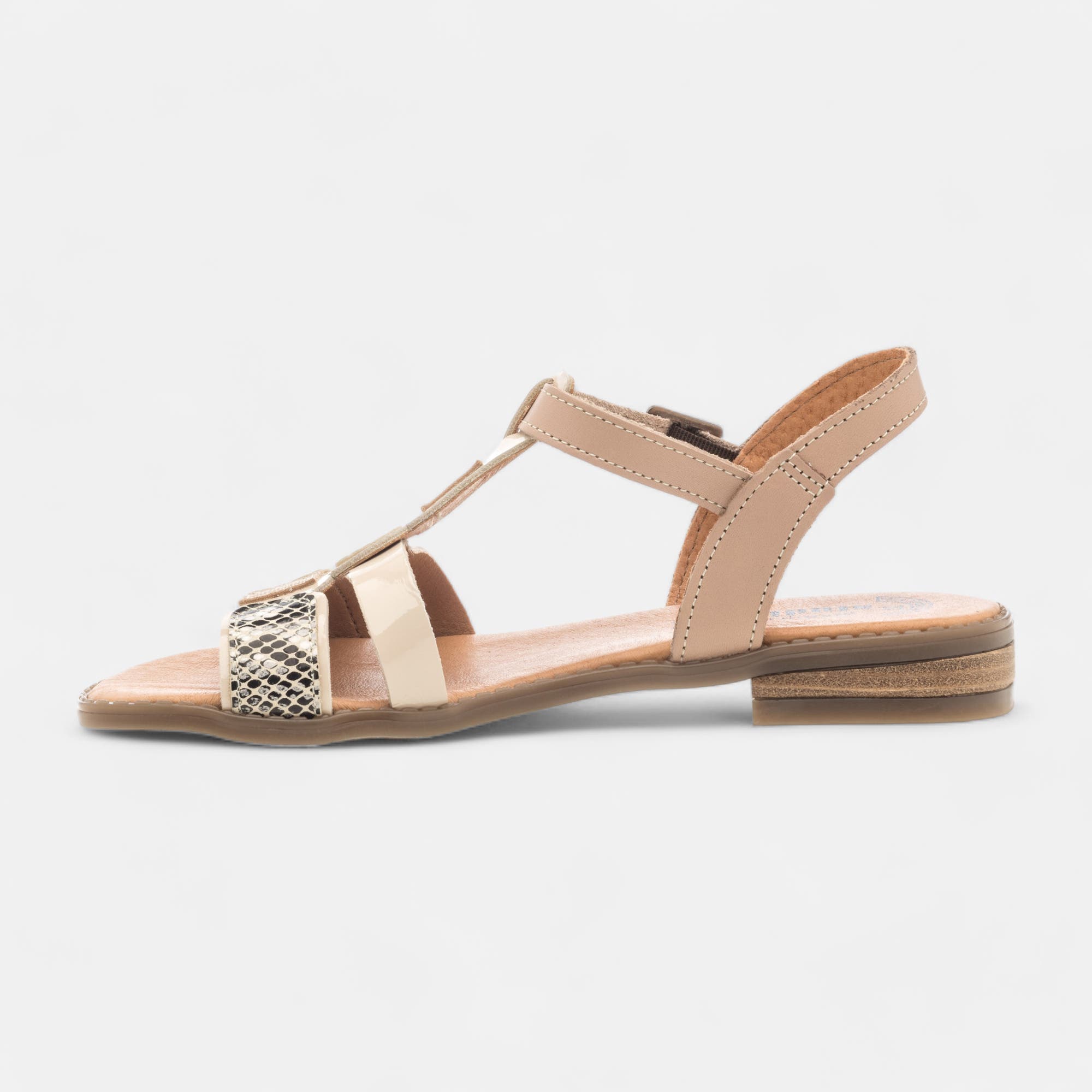 Nu-pieds Femme en cuir beige