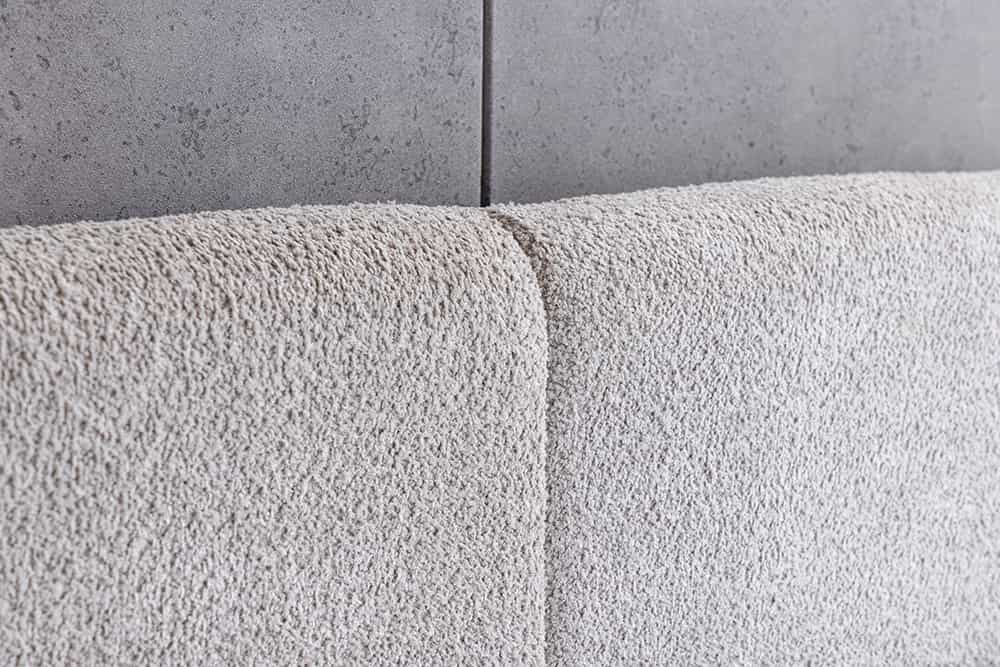 Modernes Boxbett ART DECO 160x200cm greige Bouclé mit Stauraum und Lattenrost