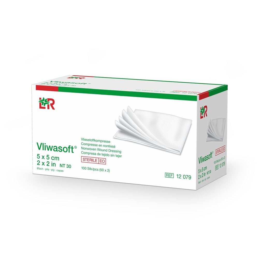 VLIWASOFT Vliesstoffkompressen<br>50 × 2 Stück, 5x5cm, 6-lagig steril
