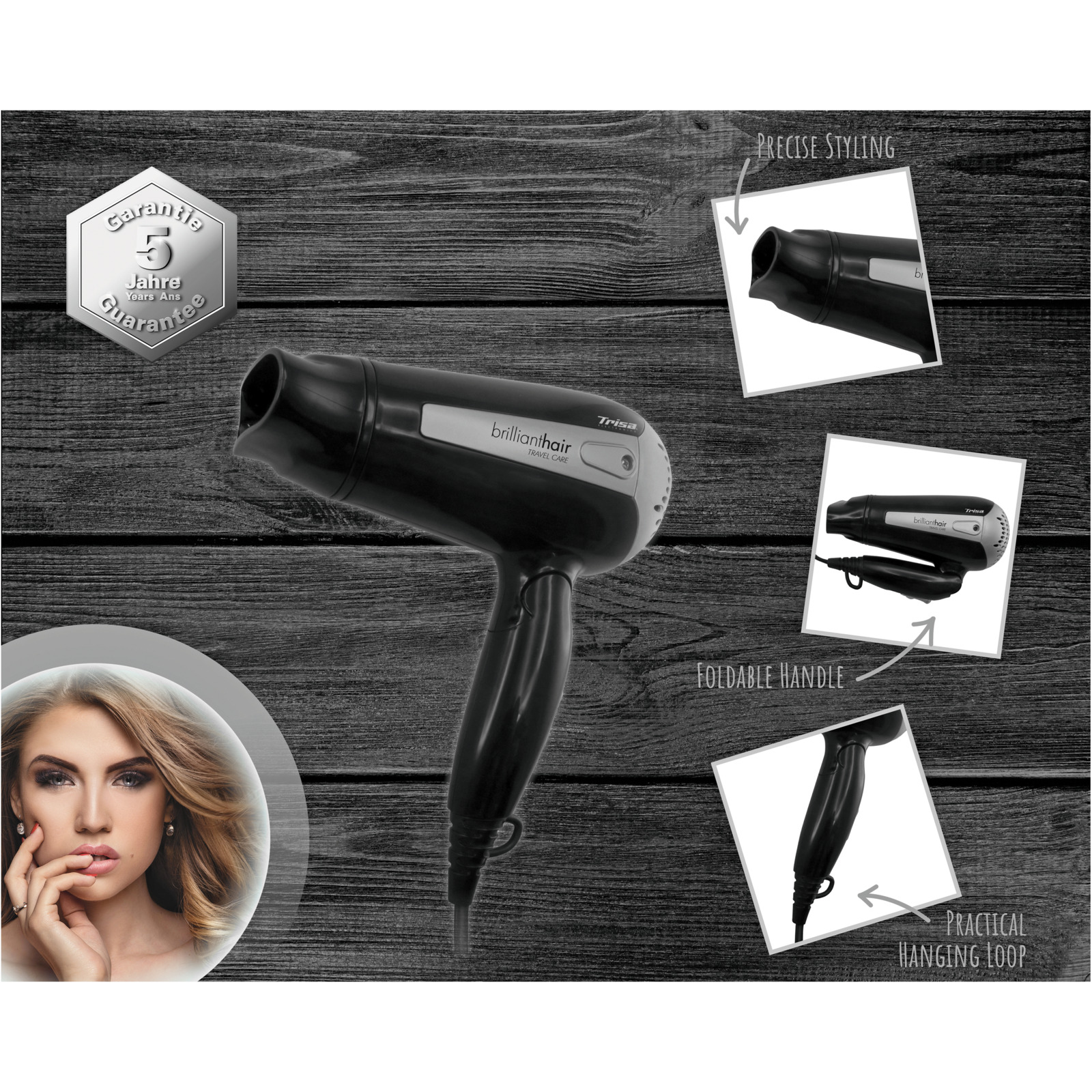 Trisa Reiseföhn Brilliant Hair travel care silber