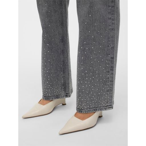 Vero Moda Tessa Wide Studs Jeans, Light Grey Denim, W33/L32